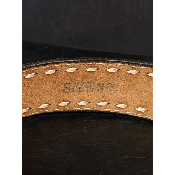 Vintage Tooled Leather Bradley Engraved Belt Rustic Western Design Size 30 main image 5